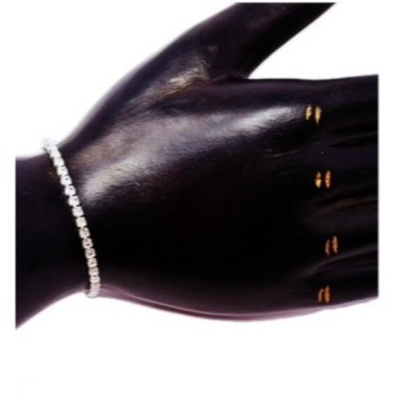 Slider Tennis Bracelet Sterling Overlay Adjustable Made with Swarovski Crystals - Picture 7 of 13